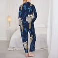 thumbnail image 3 of Pajama Sets for Women 2 Pcs, Blue Leaf Gray Koala Print Button Down Long Sleeve Sleepwear Lounge PJ Sets, 3 of 6