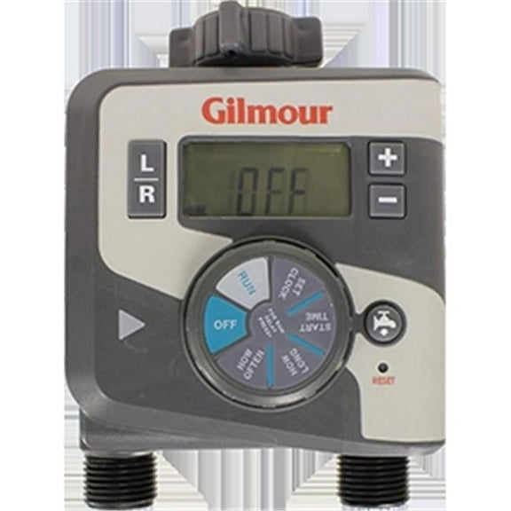 Gilmour Electronic Dual Outlet Watering Timer, Black and Gray, 1 Count