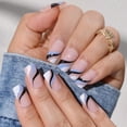 thumbnail image 2 of Wear Armor Water Ripple Color Matching French Lines Nail Tip Fake Nails Nail Stickers, 2 of 5