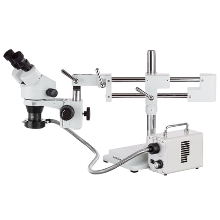 AmScope 7X-45X LED Fiber Optic Ring Light Zoom Stereo Microscope on Dual-Arm Boom Stand New price history on PriceWatchPro