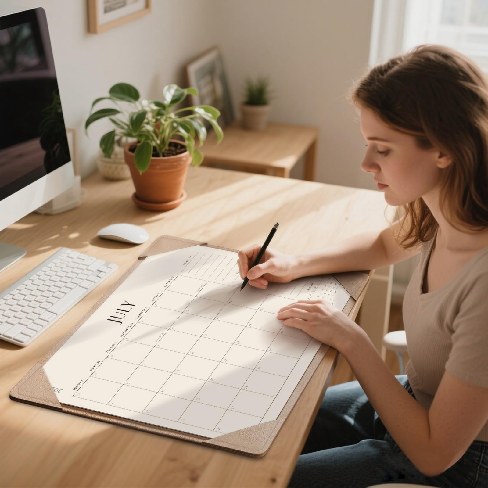 Desk Calendar 2026 - 2027 With Desktop Mat  Large Pad From Now To June 2027 22x17 Inch Blotter For Home Office And School Easy Planning Gift The Holidays Apricot
