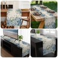 thumbnail image 6 of Blue Flowers Table Runner 108 Inches Long, Green Eucalyptus Floral Country Beige Kitchen Coffee Dining Table Decoration for Home Party Birthday Wedding Home Decor 13x108 Inches, 6 of 8