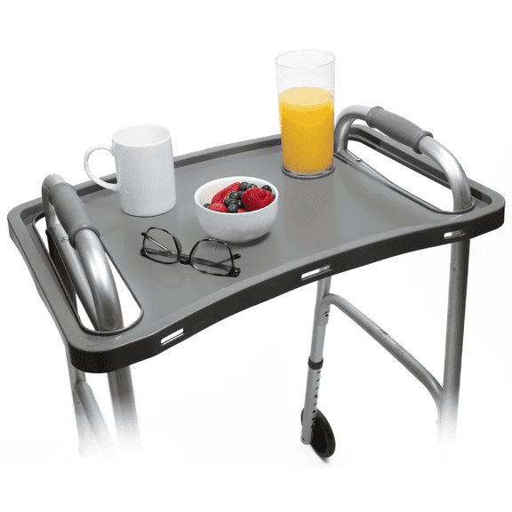 StrongArm Walker Tray with Cup Holder, Fits Most Standard Folding Walkers, Gray