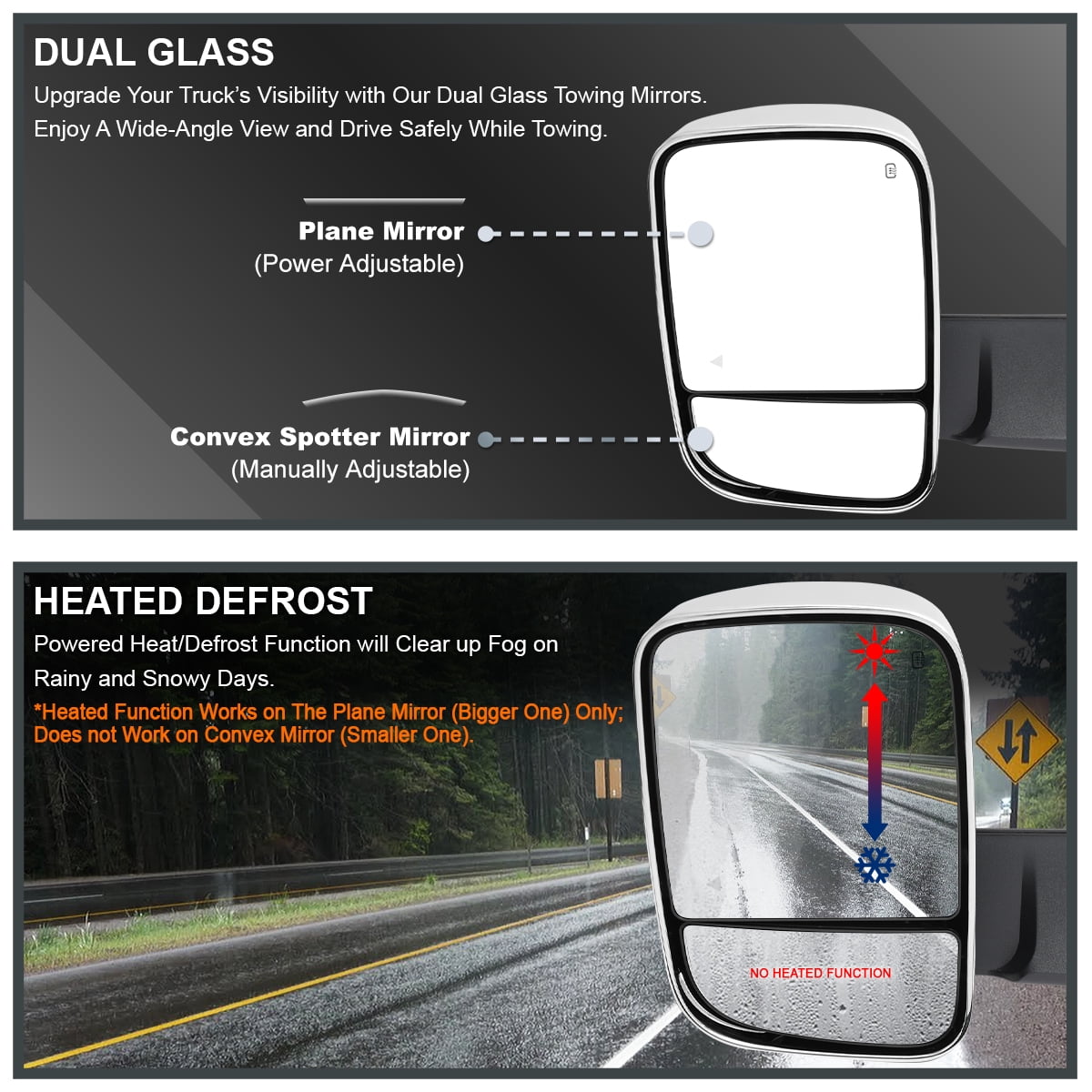 Spec-D Tuning Chrome Left Driver Side Power Heated Manual Fold Tow Mirror w/ Puddle Light + Blind Spot Compatible with 2019-2022 Ram 2500 3500