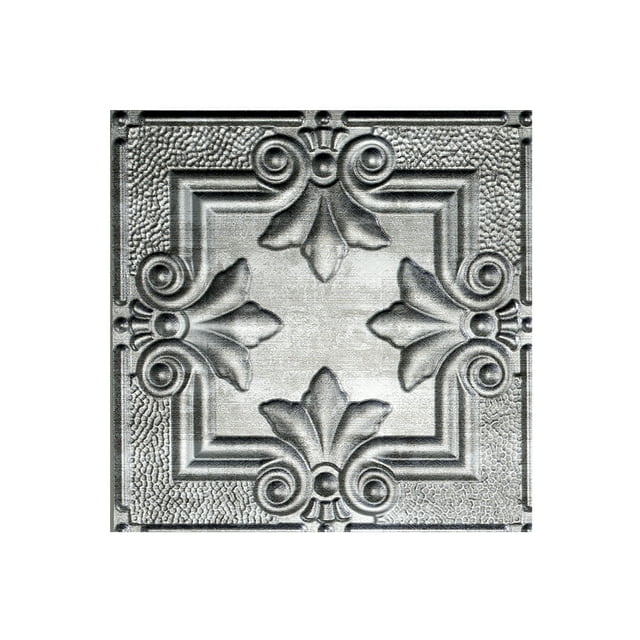 Fasade Easy Installation Regalia Crosshatch Silver Glue Up Ceiling Tile/ Ceiling Panel (12" X 12" Sample)