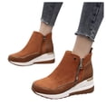 thumbnail image 3 of NOKIO Women's Ankle Boots Wedge Heel Booties Casual Shoes for Women, Fashion Women's Shoes Thick-soled Colorblock Brock Wedges Short Boots Women'S Fashionista Short Booties, 3 of 9