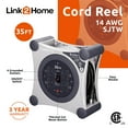 thumbnail image 2 of Link2Home 35 Ft Extension Cord Reel, 4 Outlets, Circuit Breaker, Grey, 2 of 10
