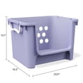 thumbnail image 6 of Mainstays Kids Large Purple Stackable Plastic Open-Front Toy Storage Basket with Handles, 6 of 6