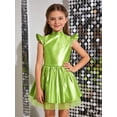 thumbnail image 7 of iiniim Girls Metallic Alien Mock Neck Flying Sleeve Ruffled Tutu Dress for Space Theme Party Cosplay Green 14, 7 of 7