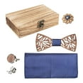 thumbnail image 5 of DODOING Wooden Bow Tie Men's Mens Handmade Bowtie with Square Scarf, Corsage and Cufflinks Wood Box Set, 5 of 6