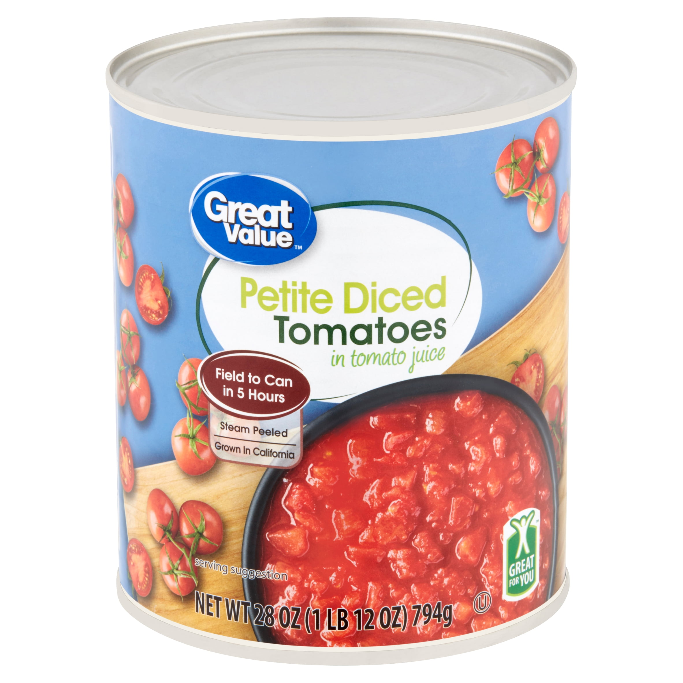 Great Value Petite Diced Tomatoes in Tomato Juice, 28 Oz