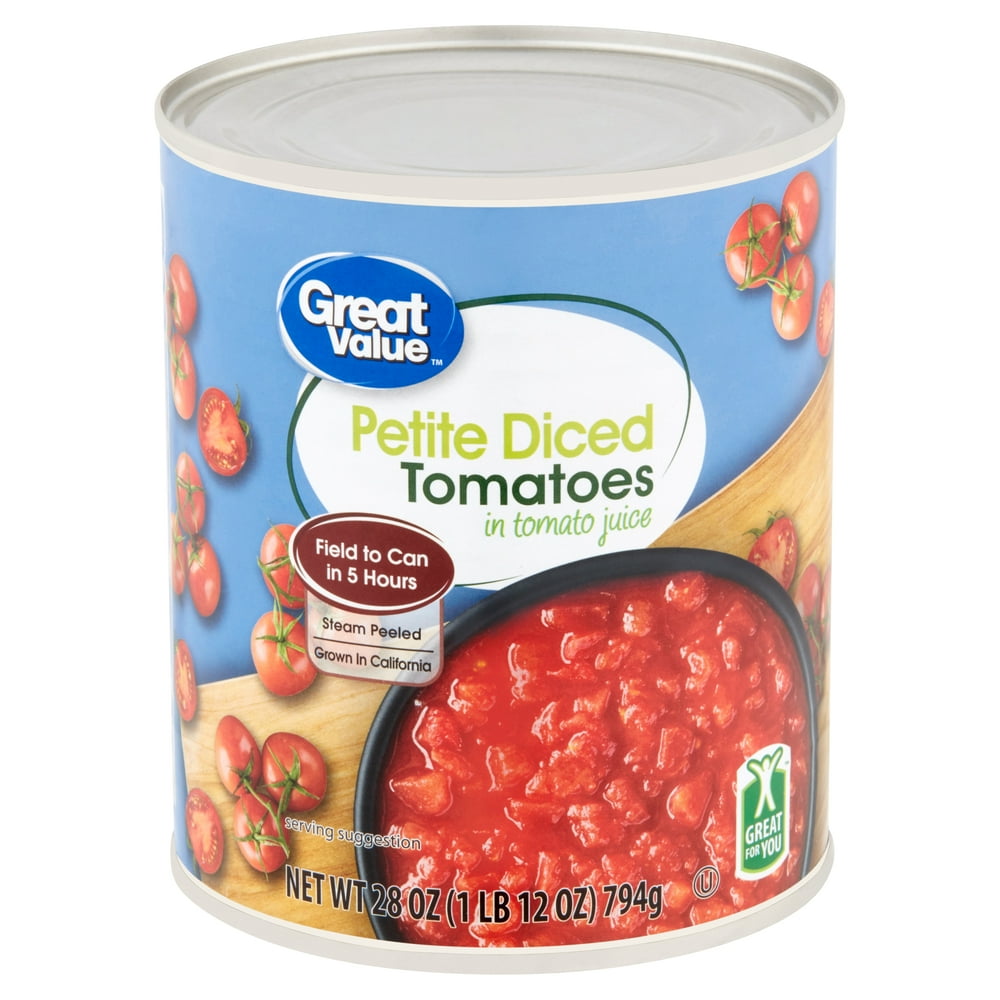 Great Value Petite Diced Tomatoes in Tomato Juice, 28 Oz