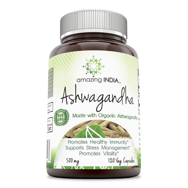 Amazing India Ashwagandha 500 Mg 120 VCaps - Walmart.com - Walmart.com