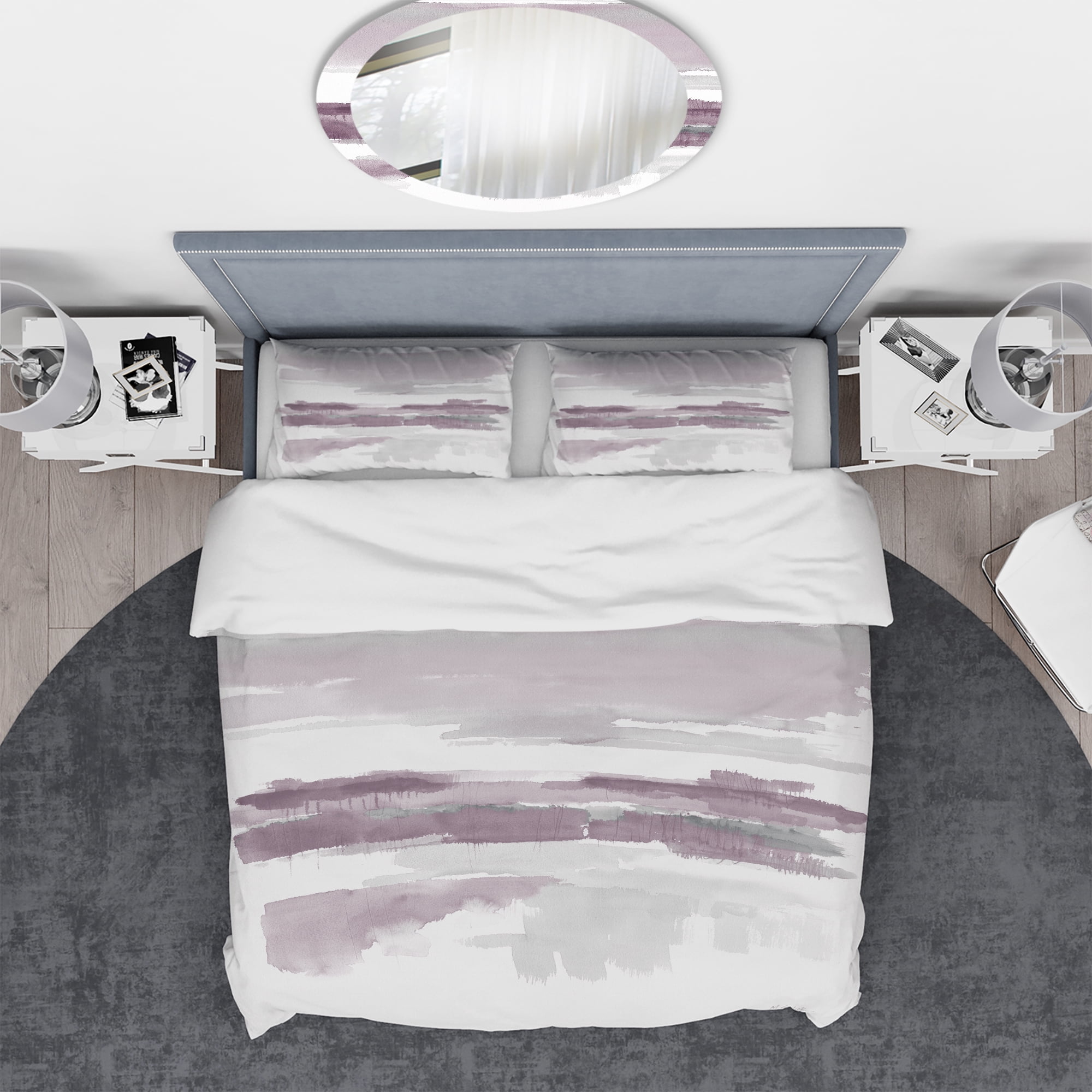 Designart 'Purple Amethyst Wetlands' Geometric Duvet Cover Set