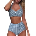 thumbnail image 2 of Clearance asdoklhq Plus Size Swimsuit for Women,Floral Print Halter Bikini Set Swimsuit Filled Swimwear, 2 of 6