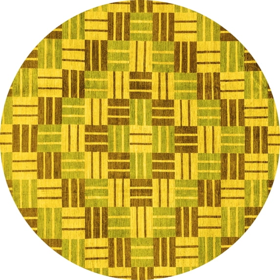 Ahgly Company Indoor Round Abstract Yellow Modern Area Rugs, 5' Round