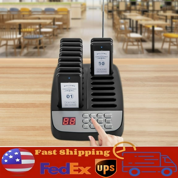 Restaurant Wireless Guest Paging System 10 Beepers Queuing Calling Pager Food