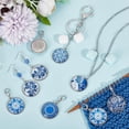 thumbnail image 4 of 12 Pcs Glass Flat Round with Blue and White Porcelain Pattern Stitch Markers Zinc Alloy Lobster Claw Clasps Crochet Stitch Marker Charms for Crochet Accessories Quilting Jewelry Making for DIY, 4 of 9