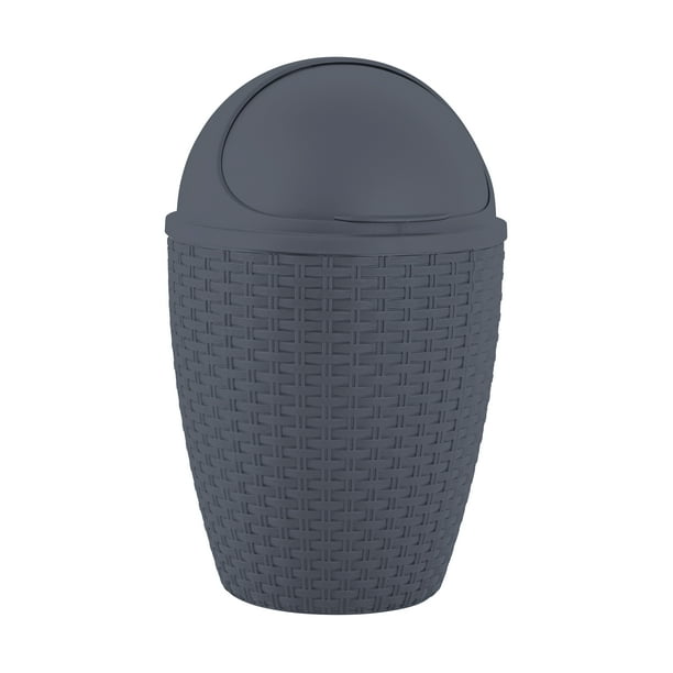 Deluxe Wicker Style 7.5 qt. Rolltop Trash can Compact Trash Can, Good for Dorm room, Bathroom