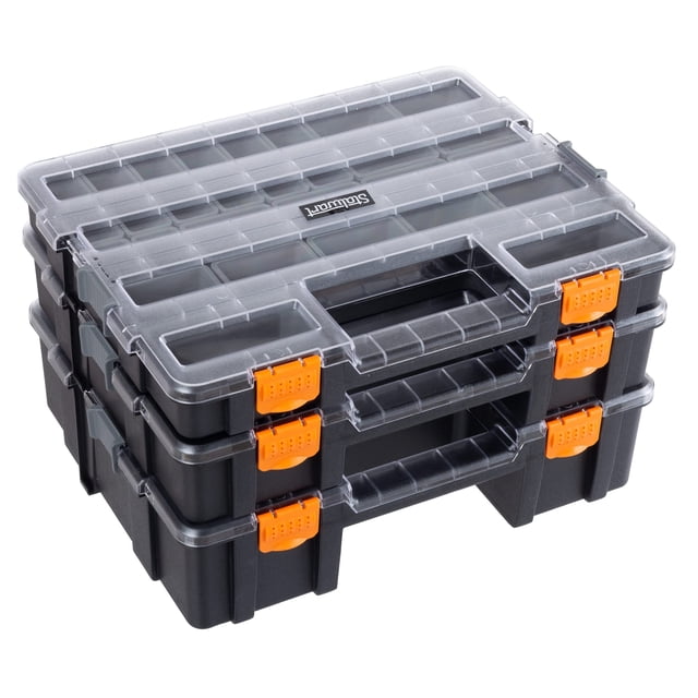 Caja organizadora Stalwart 3 en 1 con 52 compartimentos, color gris