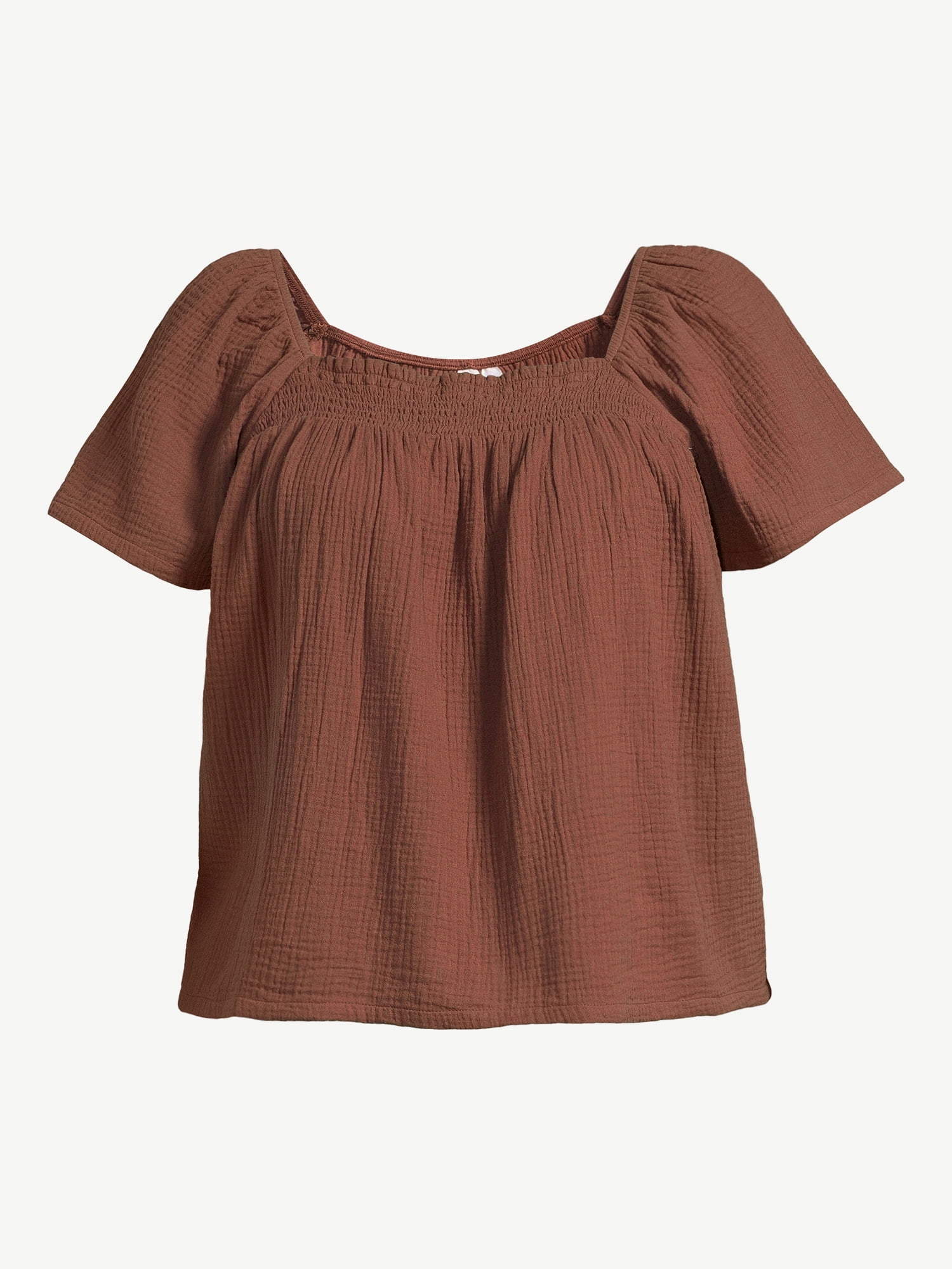 Joyspun Women's Puff Sleeve Gauze Sleep Top, Sizes S to 3X