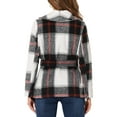 thumbnail image 4 of INSPIRE CHIC Women's Turn Down Collar Asymmetric Hem Plaids Thin Wrap Coat L Black, 4 of 7