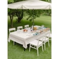thumbnail image 3 of Summer Coastal Outdoor Tablecloth - 54x80 Inch Rectangle Dining Table Cover, Nautical Beach Marine Life Beige Striped Waterproof Outdoor Table Cloth with Umbrella Hole & Zipper for Picnic/Patio/Party, 3 of 7