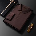 thumbnail image 3 of Camiseta de manga larga de lana con cuello con cremallera, informal, de negocios, para primavera y otoño, para hombres de mediana edad, de color sólido, antiarrugas, 3 of 5