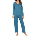 thumbnail image 4 of Avidlove Women's Pajama Set Two Piece Long Sleeve Sleepwear Soft V Neck Pj Top and Long Pants Loungwear, 4 of 7