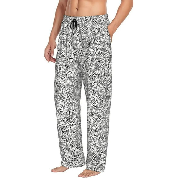 Picia Dice Cubes Mens Soft Woven Cotton Elastic Waistband Sleep Pajama Pant Lounge Sleep Pant With Pockets And Drawstring-Small