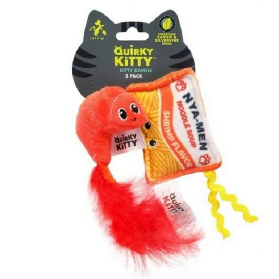 Quirky Kitty Ramen Cat Toy - 2Pk