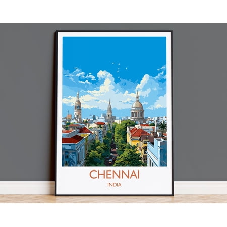 Chennai Travel Print, Travel Poster of Chennai, India, Chennai Art Gift, Wall Art Print, 8x12 UNFRAMED