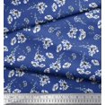thumbnail image 2 of Soimoi Blue Polyester Crepe Fabric Leaves & Floral Print Fabric by Yard 52 Inch Wide, 2 of 3