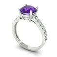 thumbnail image 2 of 2.3 ct Round Cut Natural Amethyst Solitaire with Accents Engagement Ring for Women in 18K White Gold, 2 of 5