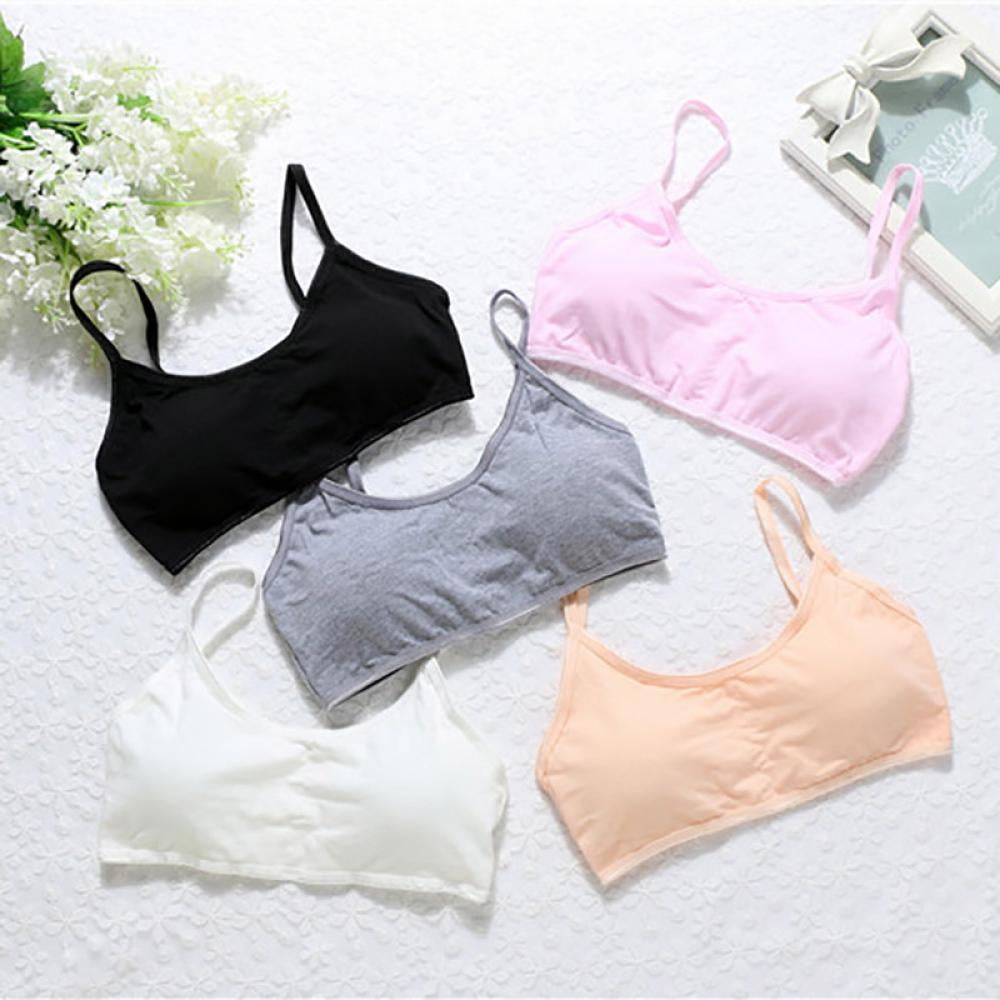 5pcs/lot Teenage Girls Cotton Training Bras Teen Girl Underclothes Solid  Detachable Padded Puberty Student Underwear Sports Bra