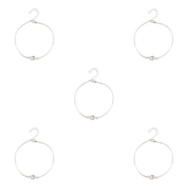Minnieouse Tobillera elegante aleación ajustable elegante con diamantes de imitación accesorio de moda de tobillo cadenas de pie para mujer plata plata 5piezas Minnieouse CBP253320