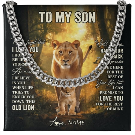 Personalized To My Son Lion Necklace From Mom Mother Never Forget That I Love You Son Birthday Gifts Graduation Christmas Customized Gift Box Message Card