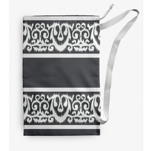 Simply Daisy Lacy Stripe 28 x 36 in Gray Laundry Bag