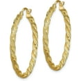 thumbnail image 2 of 14K Yellow Gold Twisted Satin Diamond-Cut Hoop Earrings - 33.5mm, 2 of 6