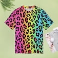 thumbnail image 4 of Animal Print Patterns Womens Tops Women's Fashion Casual Short Sleeve Flower Print Round Neck Pullover Top Blouse, 4 of 6