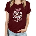 thumbnail image 1 of TIMIFIS T-Shirt Femme Joyeuses Pâques Décontracté Imprimé Lapin Graphique Mode Été Col Rond Manches Courtes, 1 of 3