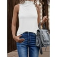 thumbnail image 5 of DuoJiaJ Tank Tops For Women High Neck Summer Tops Casual Pleated Sleeveless Shirts Women’s Casual Tops White, 5 of 5