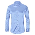 thumbnail image 5 of Lars Amadeus Men's Prom Satin Long Sleeves Button Down Slim Fit Formal Shirts, 5 of 6