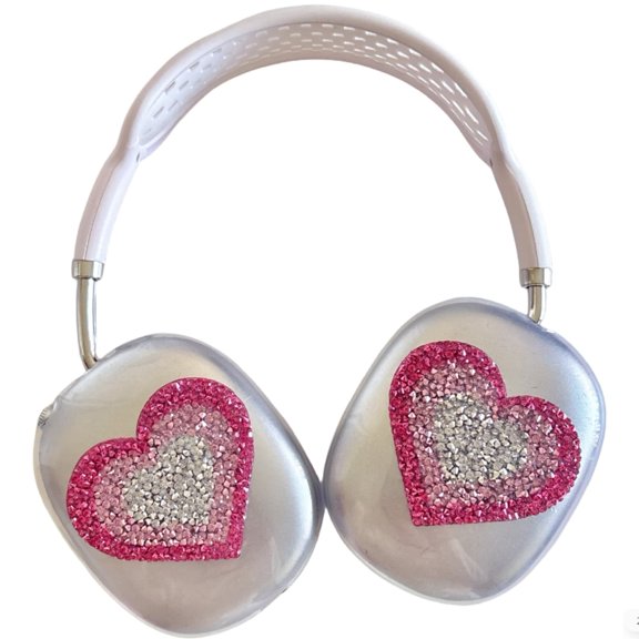 Bling Case for AirPods Max Glittering Sparkling Rhinestone Gradient Rainbow Love Heart, Headphones Soft Protective Cover for Women Accessories for Apple AirPods Max 2024