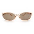 thumbnail image 5 of Trendy Retro 90s Fashion Thin Plastic Rectangular Oval Wrap Sunglasses [Peach - Brown], 5 of 8