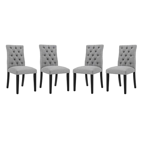 Bowery Hill 21. 5" Fabric Solid Rubberwood Dining Chair in Gray (Set of 4)