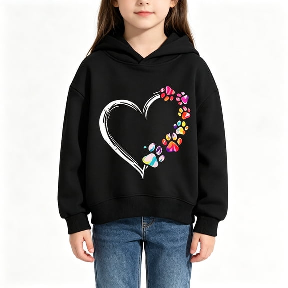 Bnwani Hoodies for Girls Cotton Long Sleeve Fall Loose Sweatshirt Valentine'S Day Hearts Printed Pullover