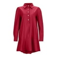 thumbnail image 3 of Solid Color Long Sleeve Turn Down Shirt Dress For Women With Ruffled Hem Linen Dress for Women Summer Summer Outfits for Women Dresses Long Summer Dresses for Women Knee Length Dress Comfy Summer, 3 of 5