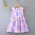 thumbnail image 2 of Loopsun Toddler Girls Dress, Summer Toddler Girls Sleeveless Print Flying Sleeve Dress, 2 of 5