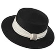 thumbnail image 2 of UTSJKR Womens Flat Crown Wide Brim Sun Hat with Rhinestone Fabric Band for Summer Local Fair Stroll Afternoon Tea Downtown Errands Wrinkle Resistant Lightweight Travel Hat Black, 2 of 6